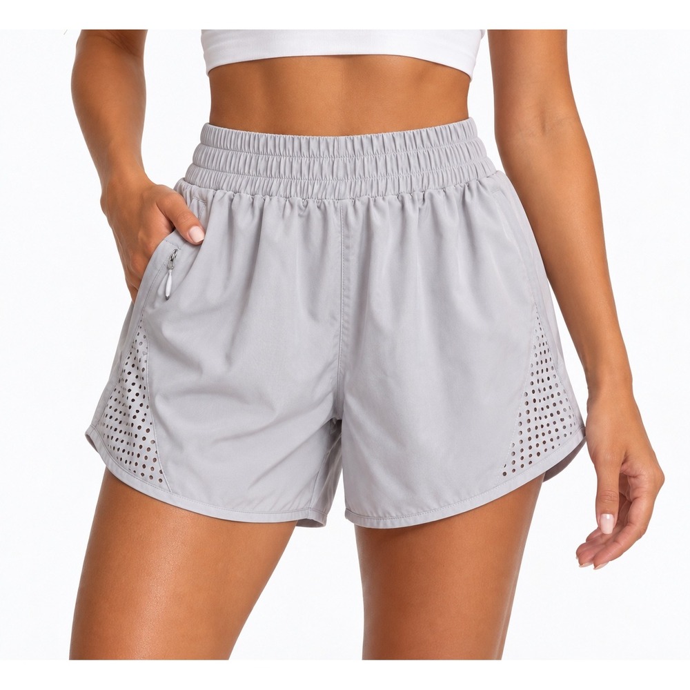 Anna-Kaci Double Layer Running Shorts Size M Gray Ventilation Zip Pockets